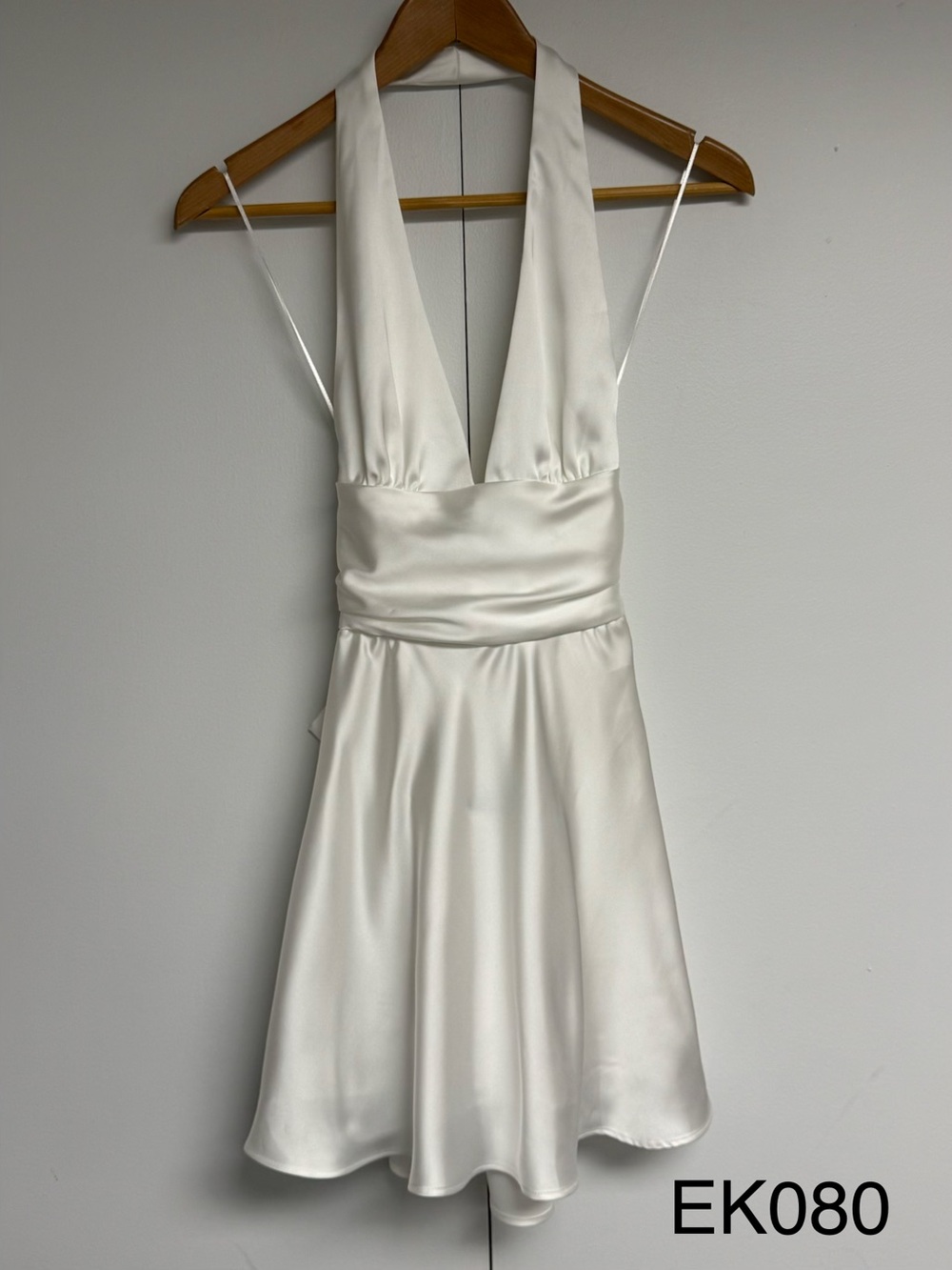 Zara Satin Effect Halter Dress White XS NWT Bow Back Bridal Mini